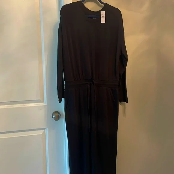 Loft Dresses | Ann Taylor Loft Sweatshirt Dress with Drawstring | Color: Black | Size: XL | Chboyd84'S Closet